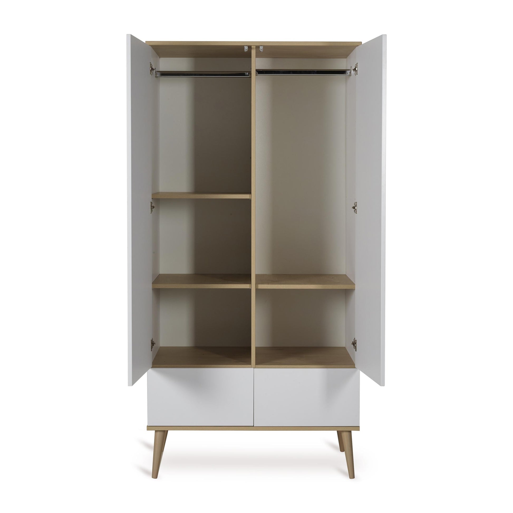 Quax Flow 2 Door Wardrobe in White — angled view