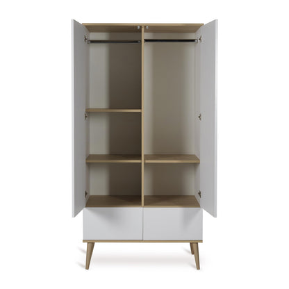 Quax Flow 2 Door Wardrobe in White — angled view