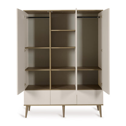 Quax Flow 3 Door Nursery Wardrobe in Clay — interior view