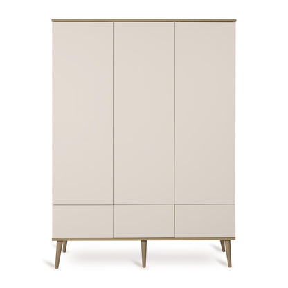 Quax Flow 3 Door Nursery Wardrobe in Clay — front view