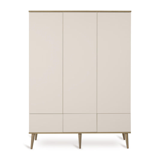 Quax Flow 3 Door Nursery Wardrobe in Clay — front view