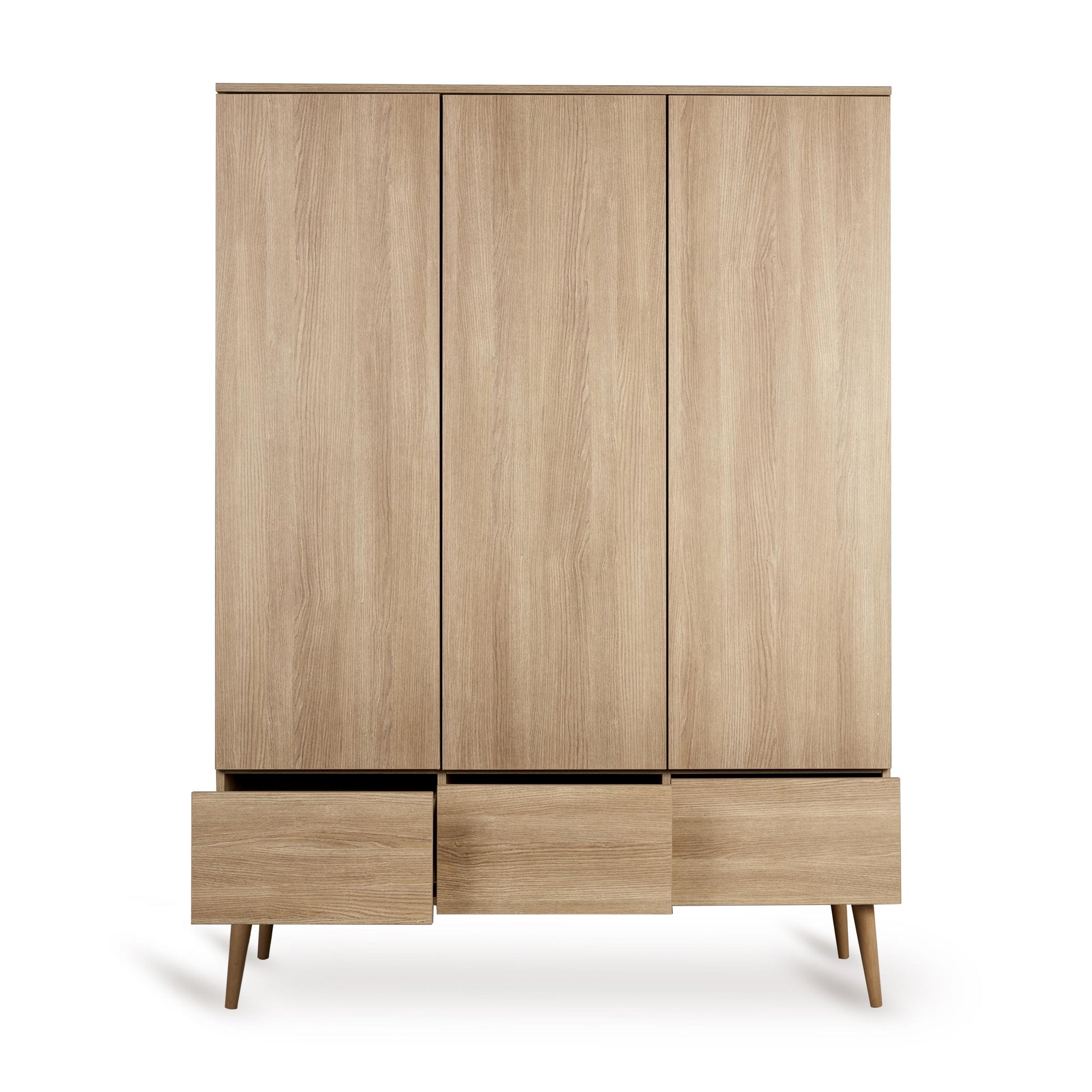 Quax Flow 3 Door Wardrobe in Honey Ash — drawers open