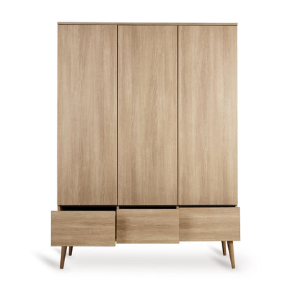 Quax Flow 3 Door Wardrobe in Honey Ash — drawers open