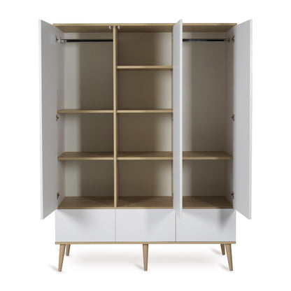 Flow Nursery 3 door wardrobe in crisp modern white interior view