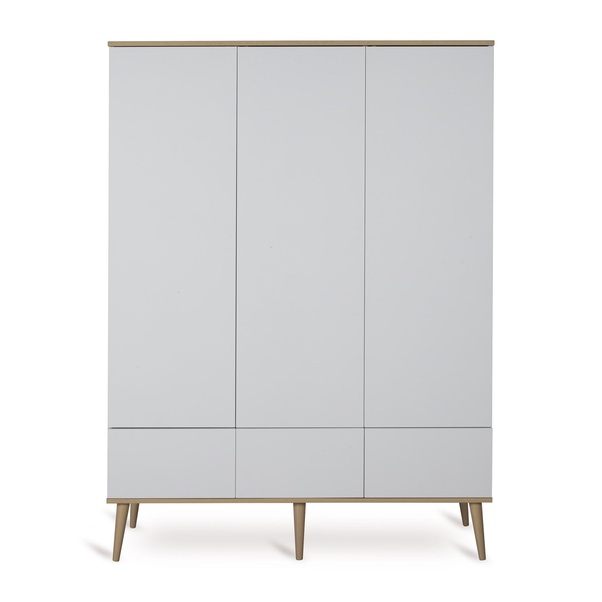 Flow Nursery 3 door wardrobe in crisp modern white front view