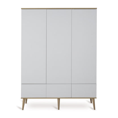 Flow Nursery 3 door wardrobe in crisp modern white front view