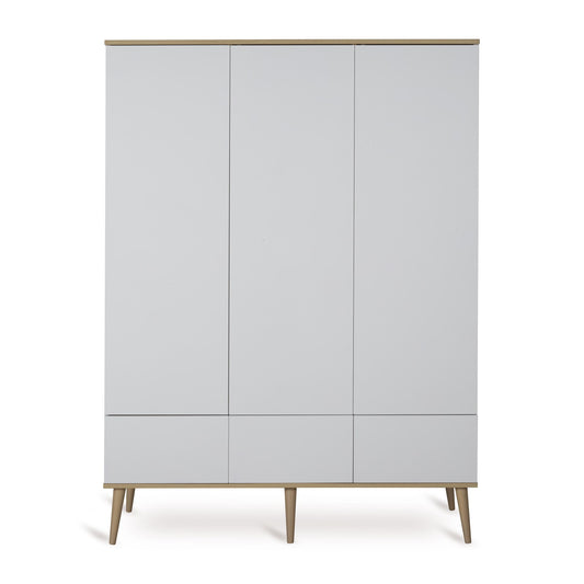 Flow Nursery 3 door wardrobe in crisp modern white front view