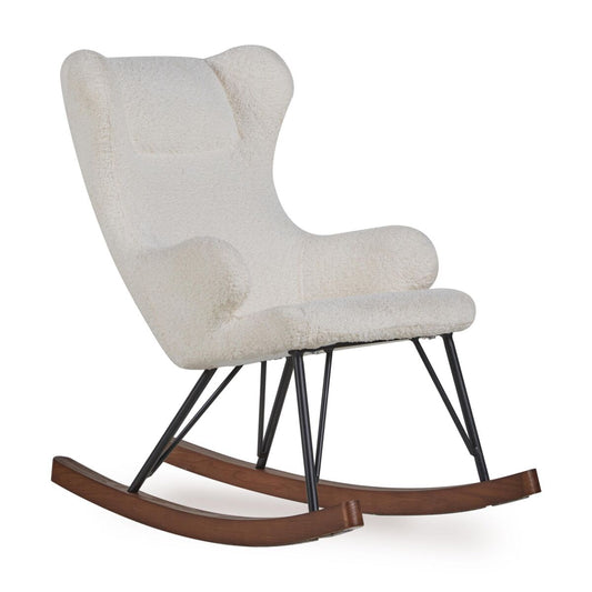 Cream Boucle Kids Rocking Chair