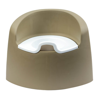 Geen potty chair with a white seat on a white background