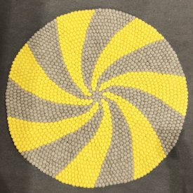 Candy Pop Felt Ball Rug - Mustard and Grey