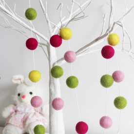 Pink, Yellow, and Green Felt Ball Garland