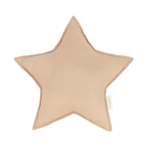 Star-shaped pillow in beige color on a white background