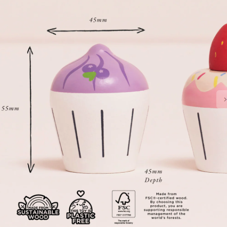 Le Toy Van Wooden Cupcake Play Food Set