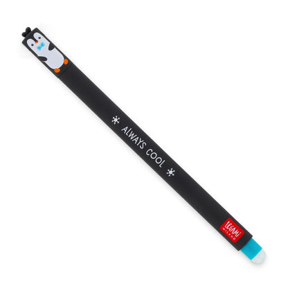 Black pen with penguin design and 'Always Cool' text on a white background