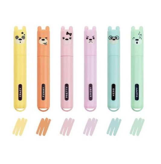 Legami Teddy Moods Mini Pastel Highlighters – Set of 6