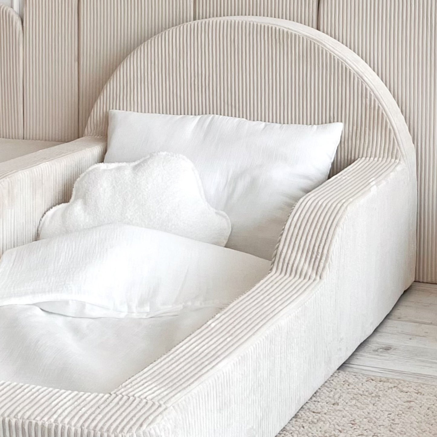 MONIO Montessori Corduroy Floor Bed - Cream