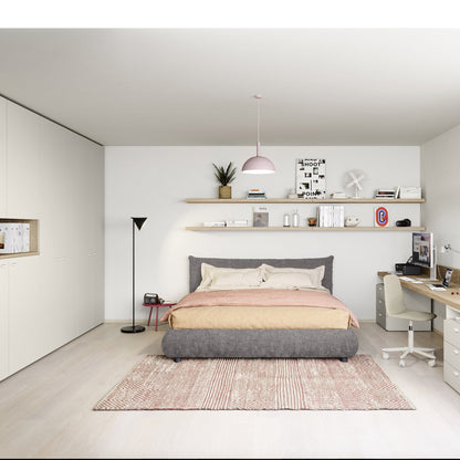 Nidi teen bedroom with double bed and floor-to-ceiling fitted wardrobes