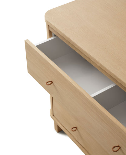 Wooden drawer with open top drawer on a white background