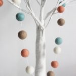 Unisex Felt Ball Garland- Peach, taupe, ivory and duckegg