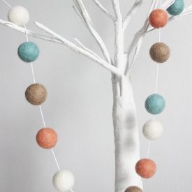 Unisex Felt Ball Garland- Peach, taupe, ivory and duckegg