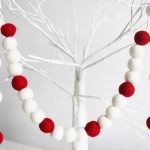Red and White Christmas Garland-Pom Pom Garland-Felt ball garland